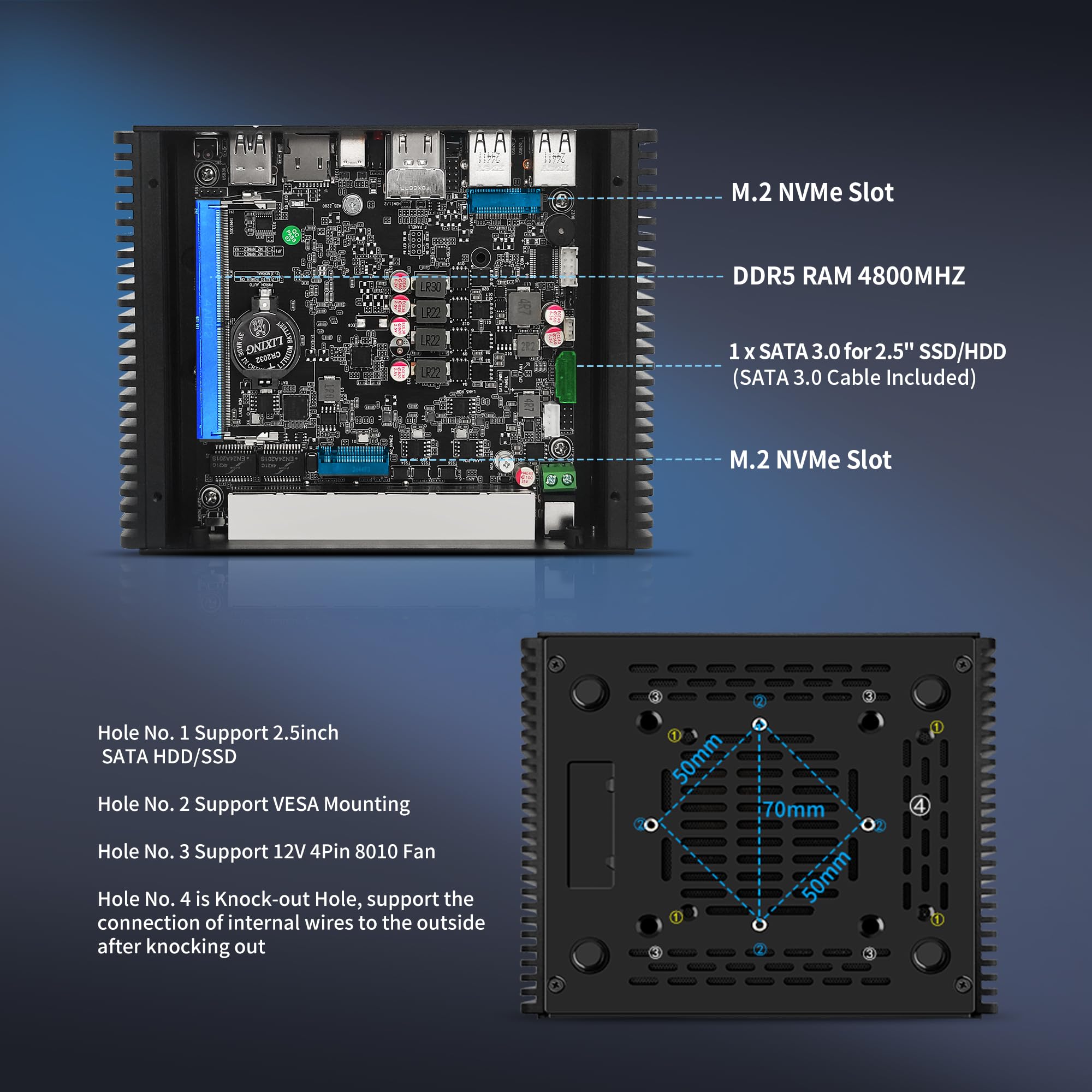 CWWK Mini PC N150 (Upgraded N100) Firewall Appliance, OPNsense Mini Computer with 6 Port i226-V 2.5GbE LAN, F5 Fanless Micro PC DDR5 16GB RAM 256GB NVMe SSD, USB Type-C, 3-Display