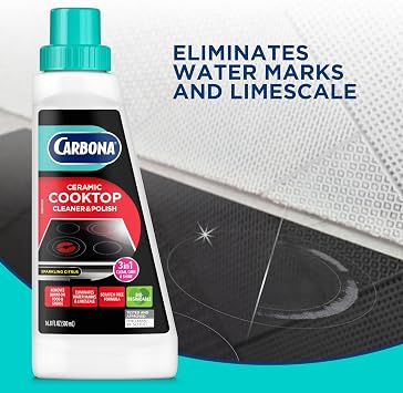 Carbona Ceramic Cooktop Cleaner | Grease & Burnt-On Food Remover | Non-Abrasive Formula | 16.8 Fl Oz, 1 Pack