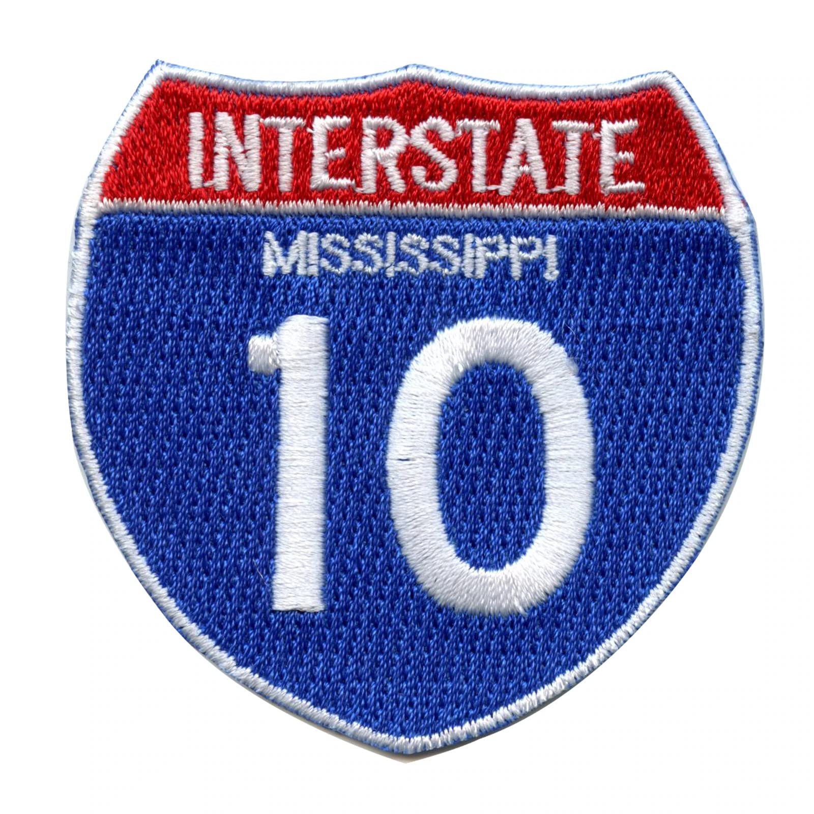 Interstate 10 Patch I-10 Road Sign Embroidered Iron On Mississippi