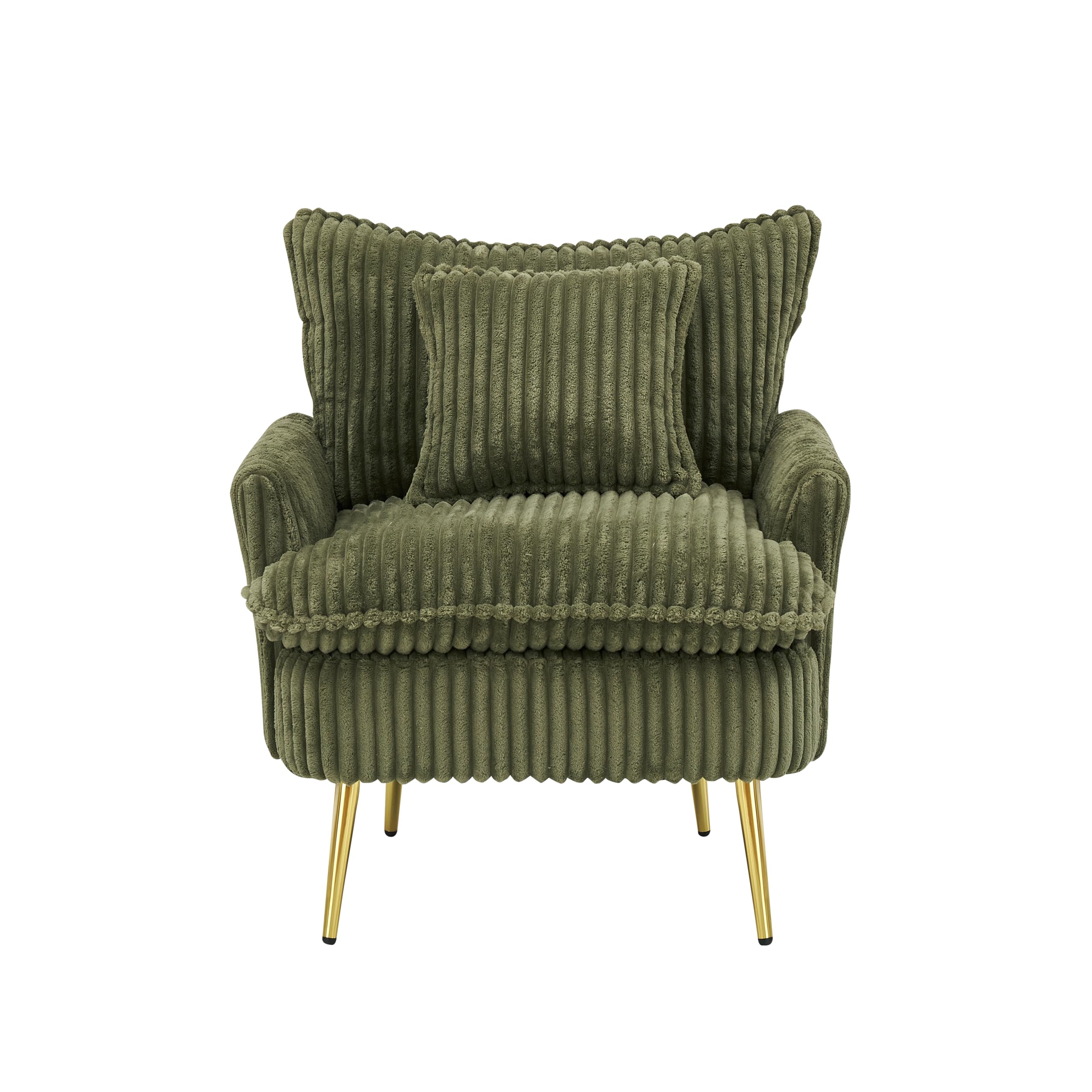 30.31 inch Single Chair Fashion Sofa, Green Sofa, coarse Corduroy Fabric, Soft and Comfortable, Suitable for Apartment Office Living Room Bedroom Meeting Room, wenjingqiUS-W1278P184629