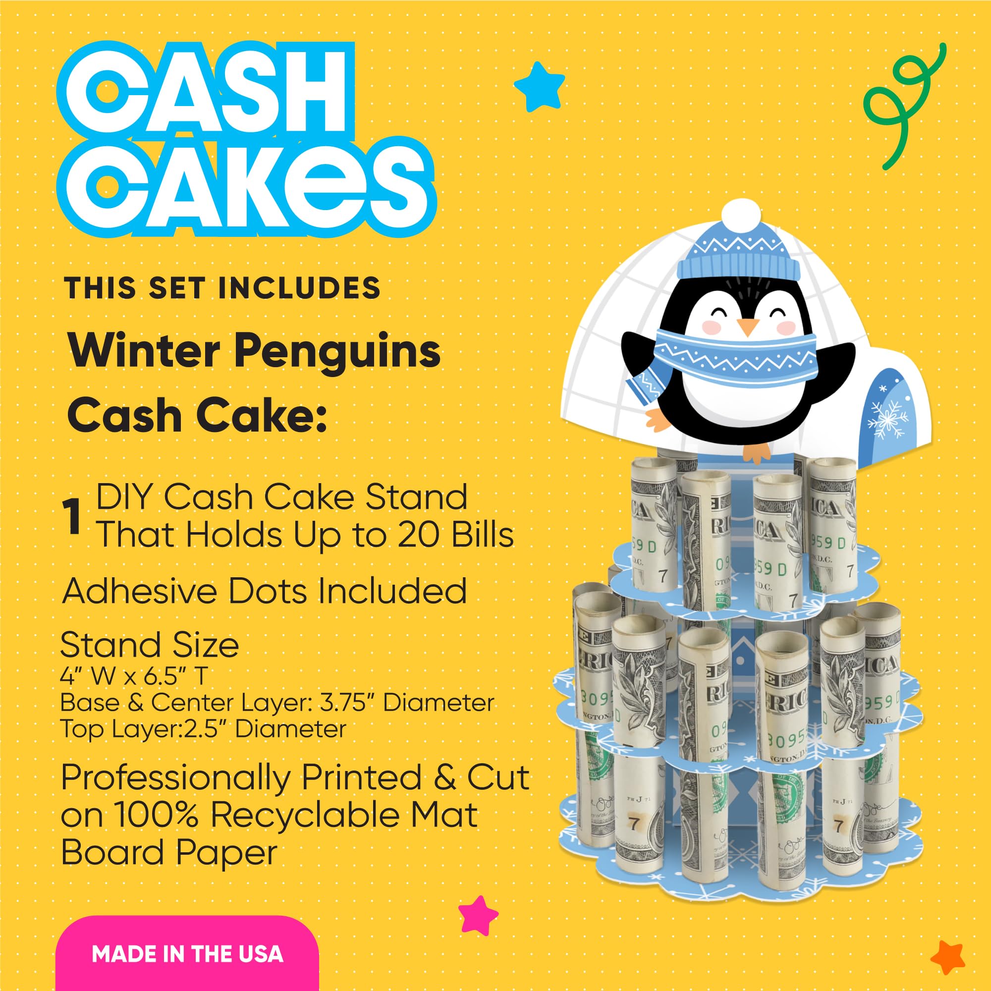 Big Dot of Happiness Winter Penguins - DIY Holiday and Christmas Party Money Holder Gift - Cash Cake
