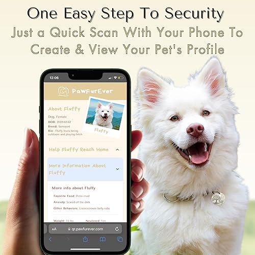 Miniatura 3 de PawFurEver Placa para perro con código QR  Etiquetas de identificación personalizadas para perros, etiqueta de perro grabada y etiqueta para