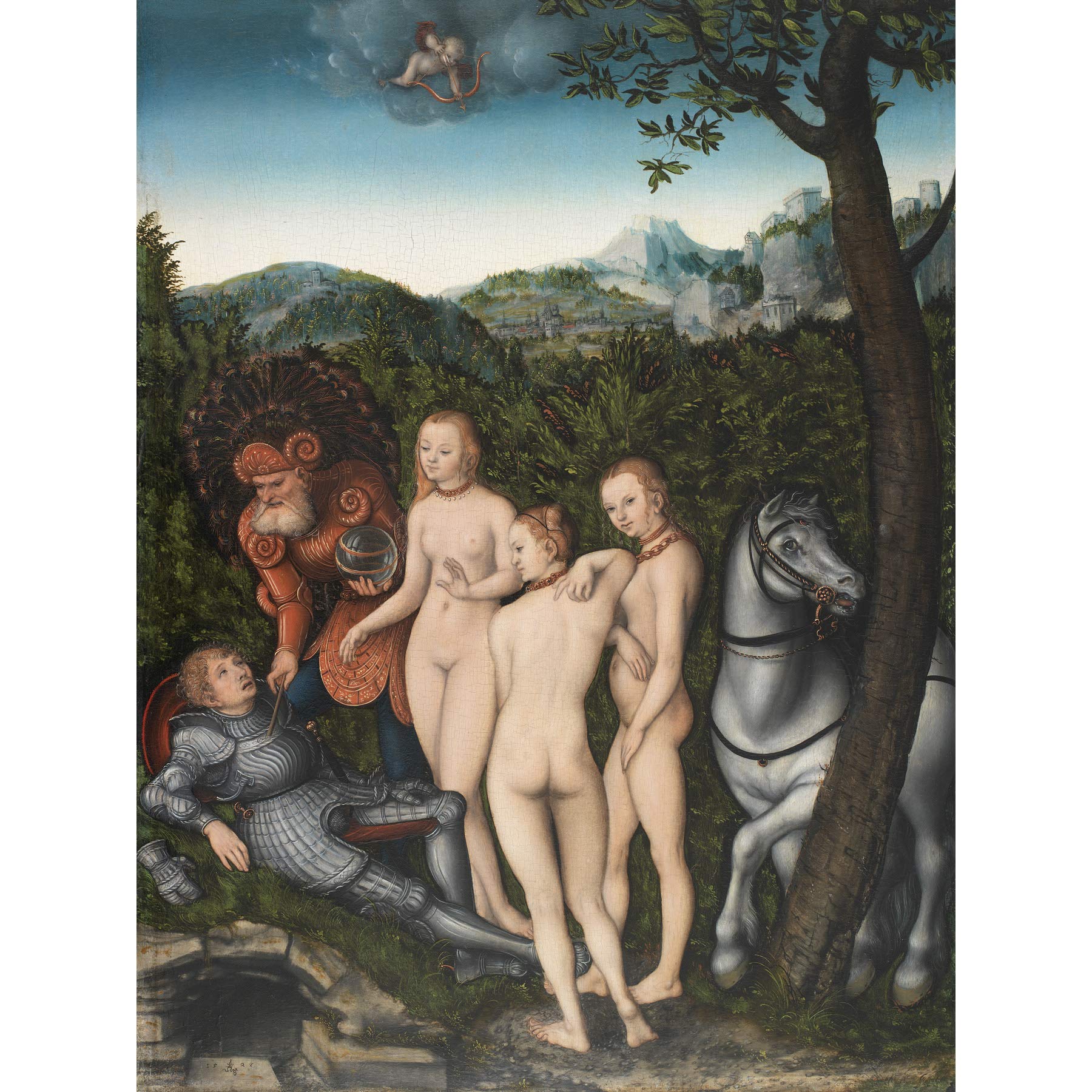 Cranach Elder Judgement Of Paris Painting Large Wall Art Poster Print Thick Paper 18X24 Inch