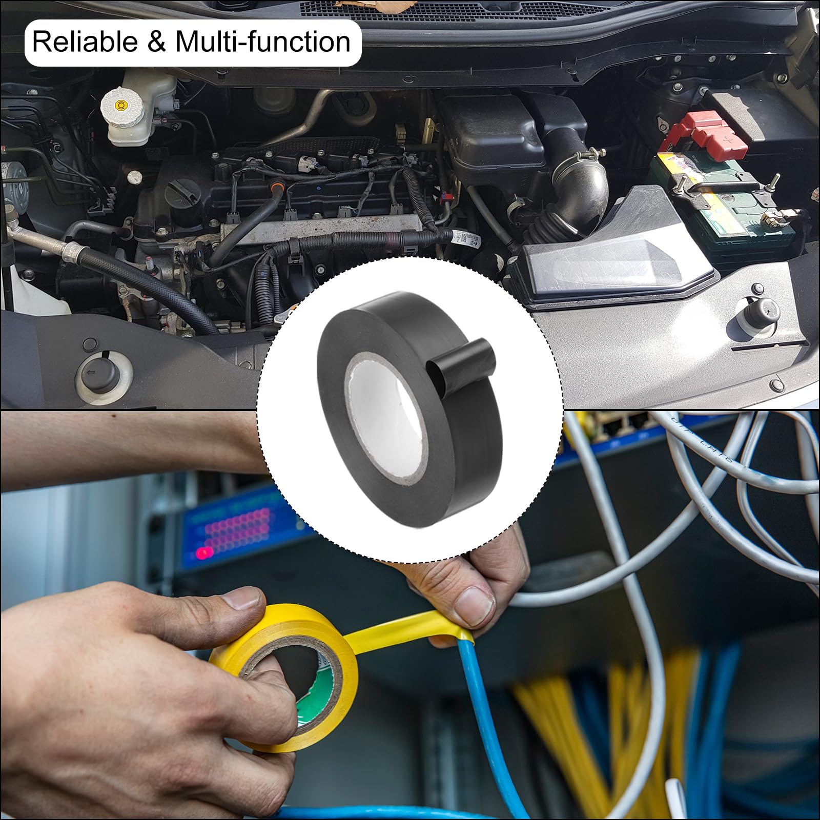 QUARKZMAN Nastro Elettrico, x Ft Impermeabile Forte Adesivo Gomma Adesivo PVC Ritardante Di Fiamma Nastro Isolante, Utilizzo A Non Più Di 600V, Nero/Bianco, 6Pezzi.