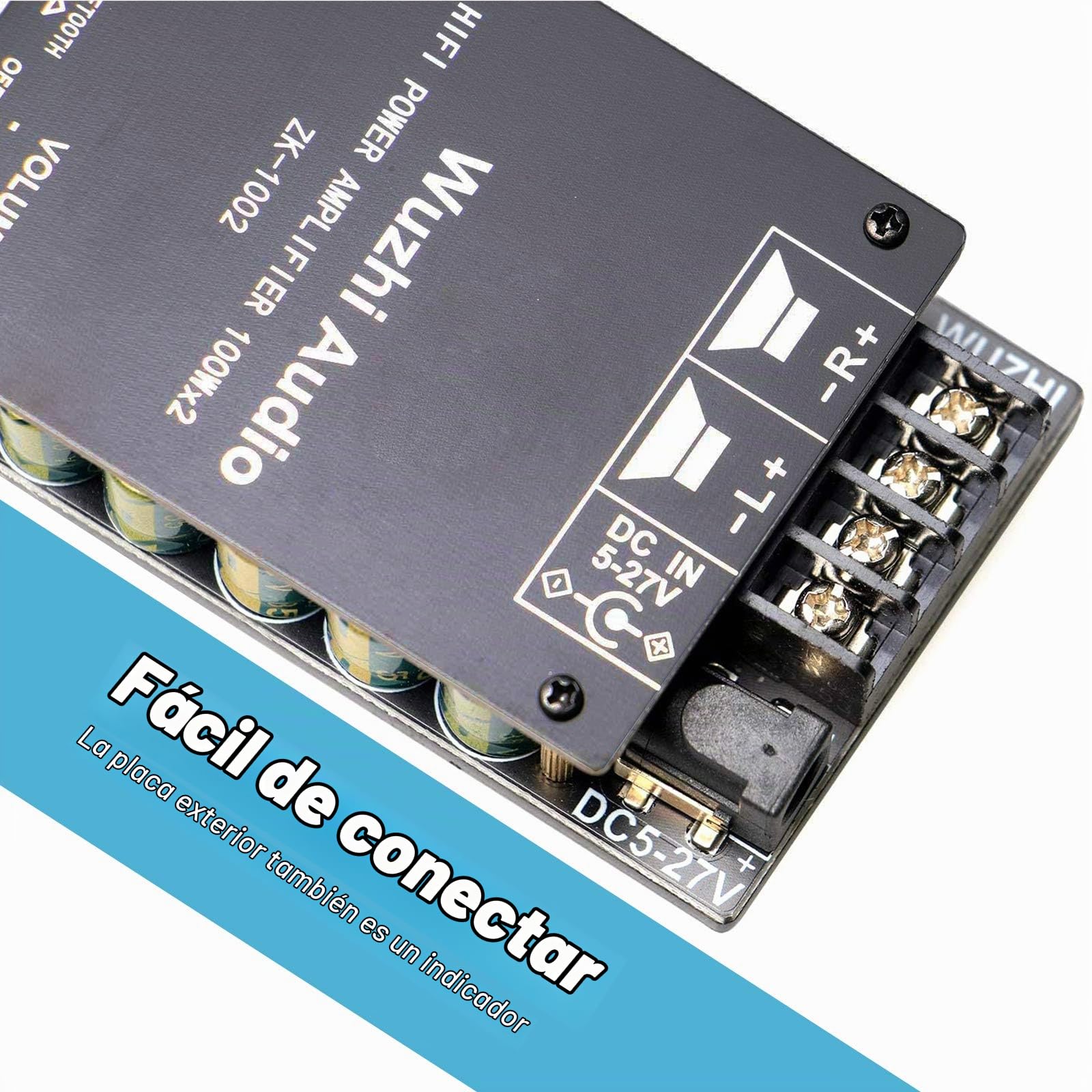 Placa amplificadora Bluetooth 200W TPA3116, Placa de Amplificador de Audio 100W + 100W con técnica de Filtro LC, Canal Dual DC8-24V, conexión sin contraseña al teléfono en Silencio