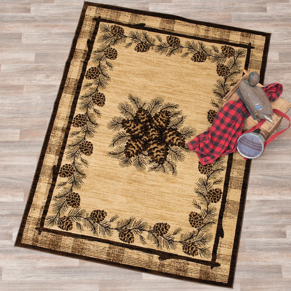BLACK FOREST DECOR Pinecone Essence Rug - 2 x 8, Polypropylene, Indoor Area Rug, 3" W x 7