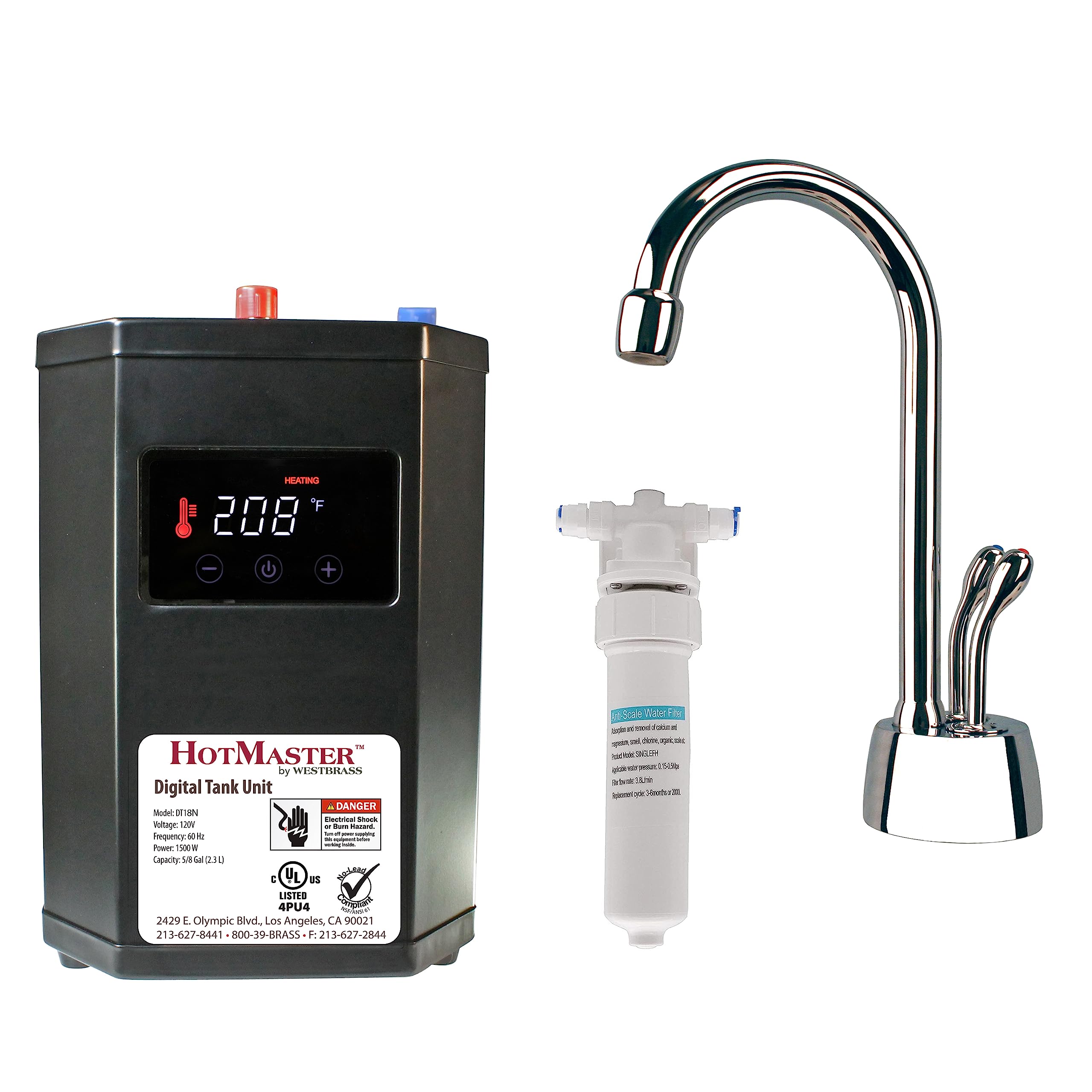 Amazon.com: Westbrass DT1F272-26 Develosah 9 2-Handle Instant Hot and Cold Water  Dispenser Faucet with HotMaster DigiHot Digital Tank System, Polished  Chrome : Everything Else