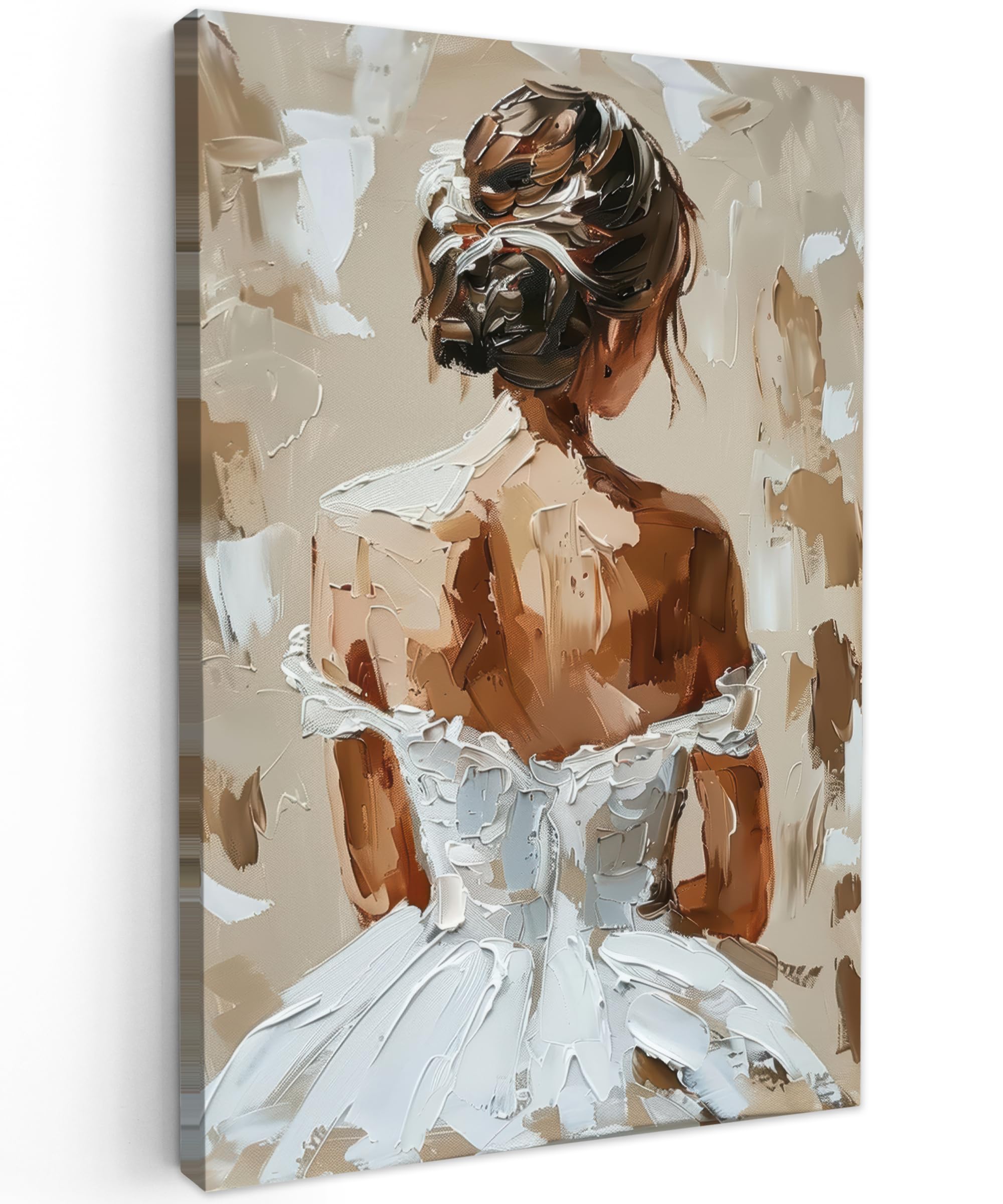 MuchoWow© Canvas Wall Art Work 16"x24" / 40x60 cm House Decoration for Living Room Home Decor Pictures Walls Woman - Paint - Abstract - Beige - Modern