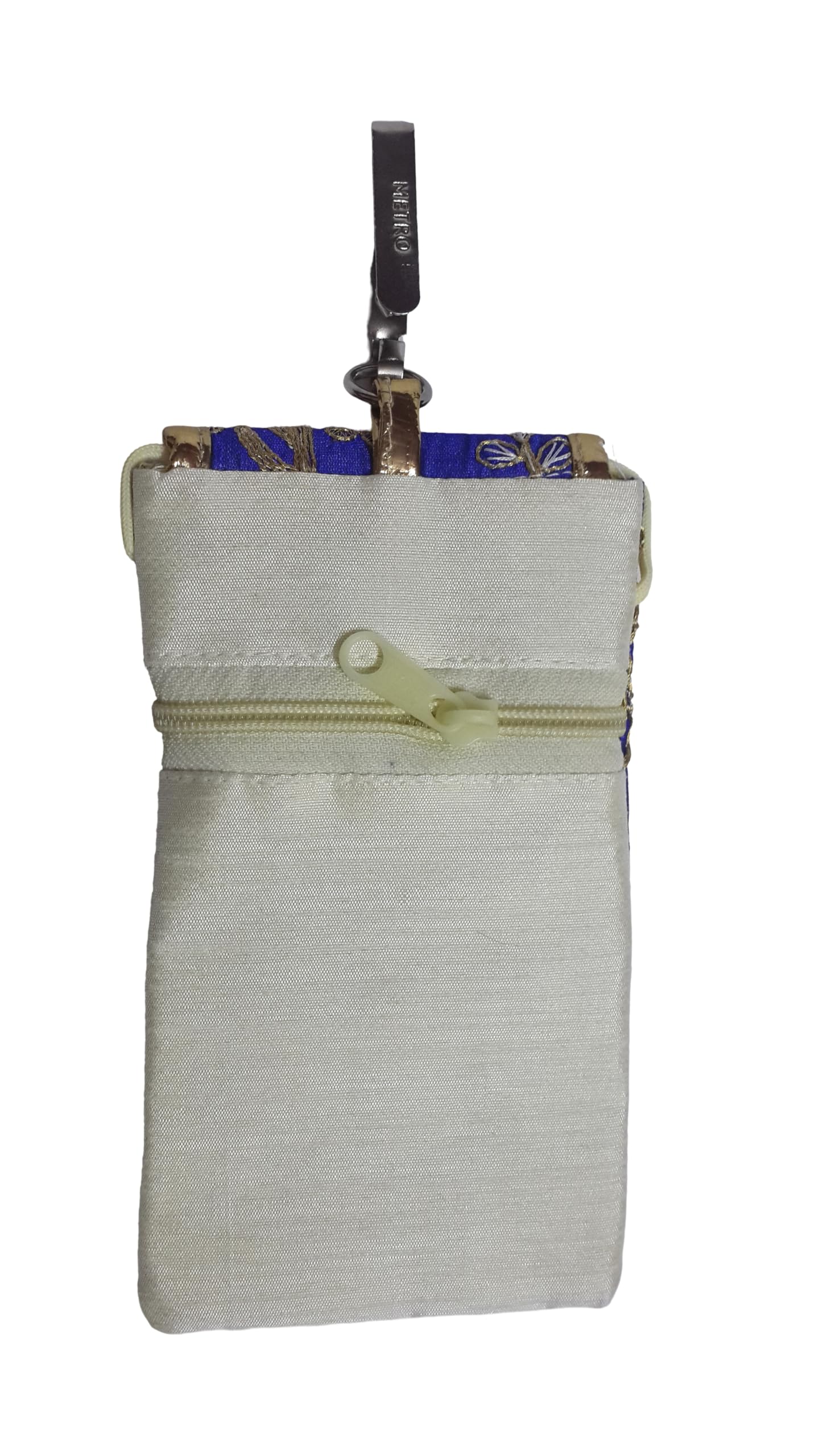SUMERA WARQ Fancy Embroidered Mobile Pouch Cover for Women Designer Multicolor Handmade Ethnic with Sling & Clip (Blue) 4