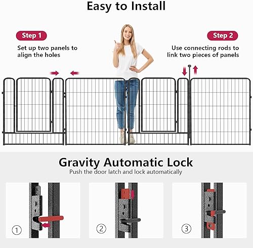 Miniatura 5 de Corralito para perros al aire libre, 32 pulgadas de altura, 36 paneles de valla de metal resistente con puertas, bolígrafos para perros medianos y