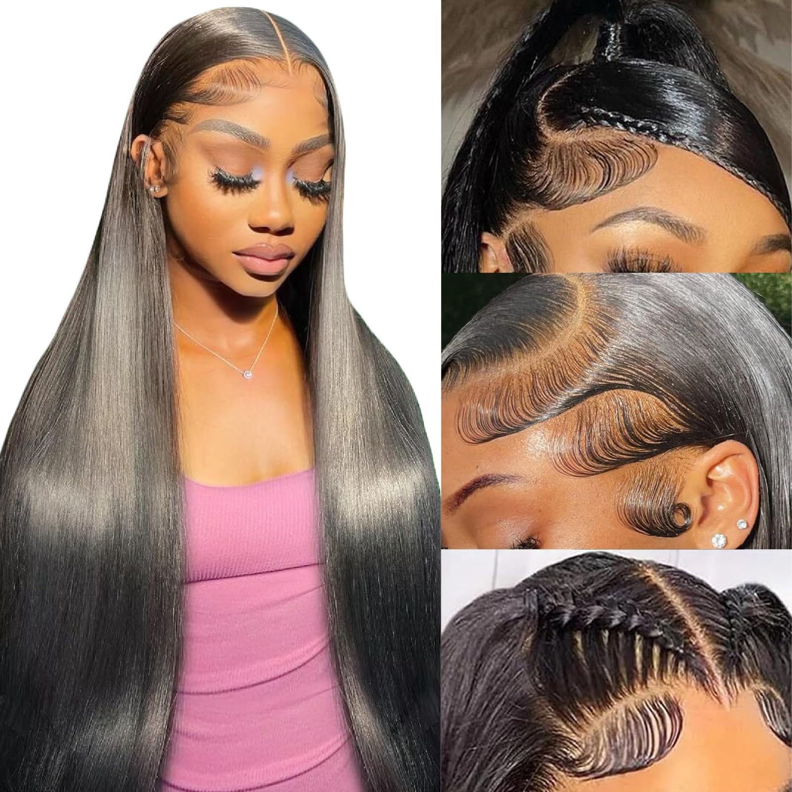 UKOWN 13x6 Lace Front Wigs Human Hair 30 Inch 200 Density Straight Lace Front Human Hair Wigs HD Transparent Lace Front Wigs for Women