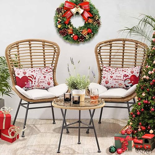 Miniatura 3 de Juego de 2 fundas de almohada rectangulares para el Día de San Valentín, 12 x 20 pulgadas, de algodón, reversible, diseño de árbol del amor, corazón