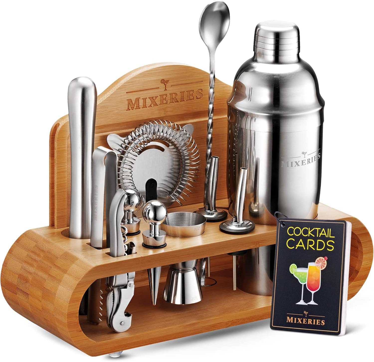Mixology Bartender Kit with Stand - 19 Piece Bar Set Cocktail Shaker Set, Drink Mixer Set for Home Bar with All Bar Accessories - Bar Tool Set, Cocktail Kit, Mixology Set, Bar Kit.