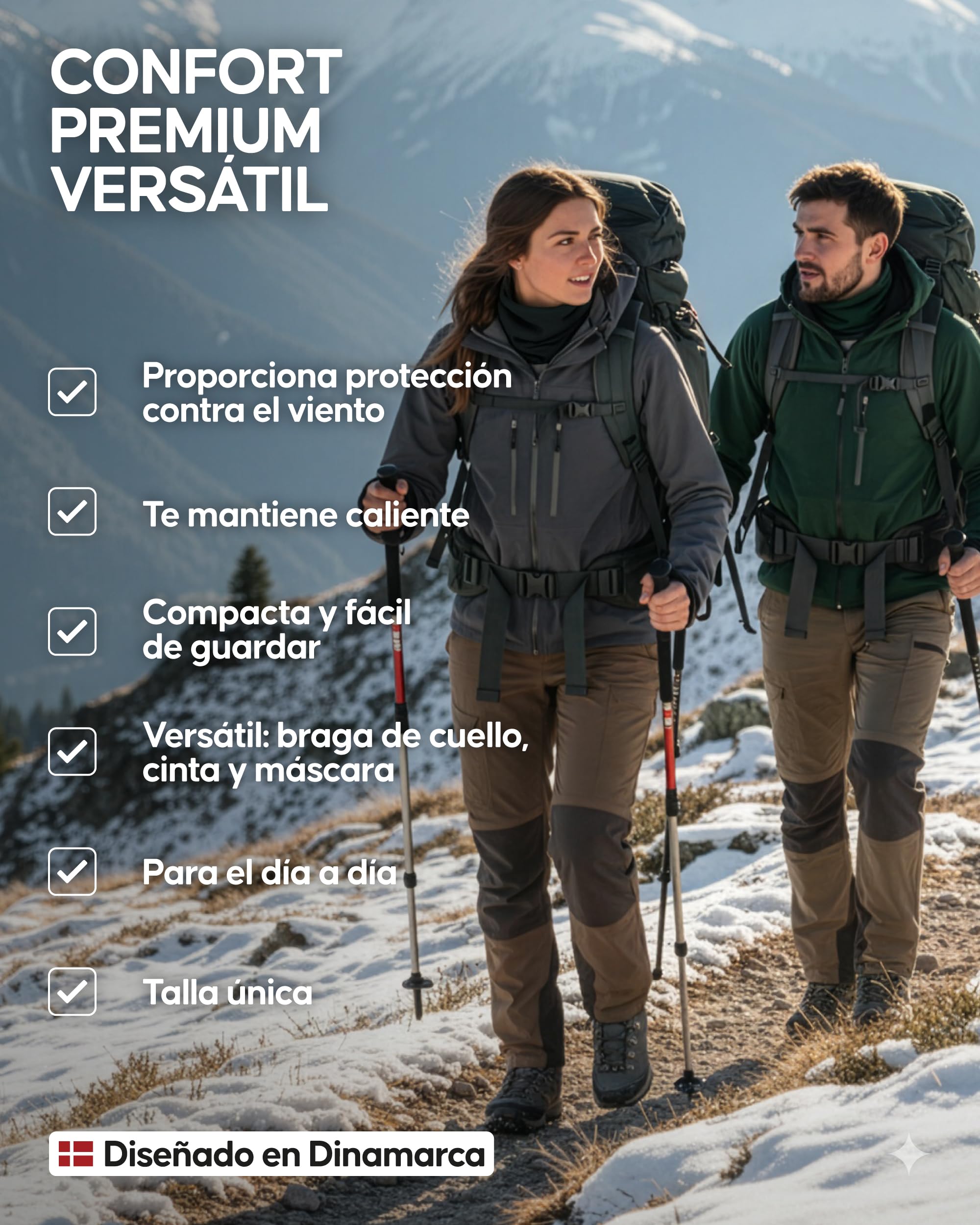 DANISH ENDURANCE Braga Cuello Hombre y Mujer de Lana Merino, Unisex, Deporte - Braga Cuello Mujer y Hombre, Bragas, Bufanda