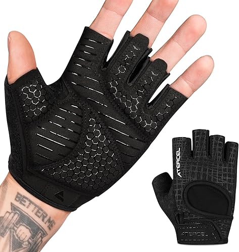 ATERCEL Guantes de levantamiento de pesas, protección completa de la palma de la mano, guantes de entrenamiento para gimnasio, ciclismo, ejercicio,