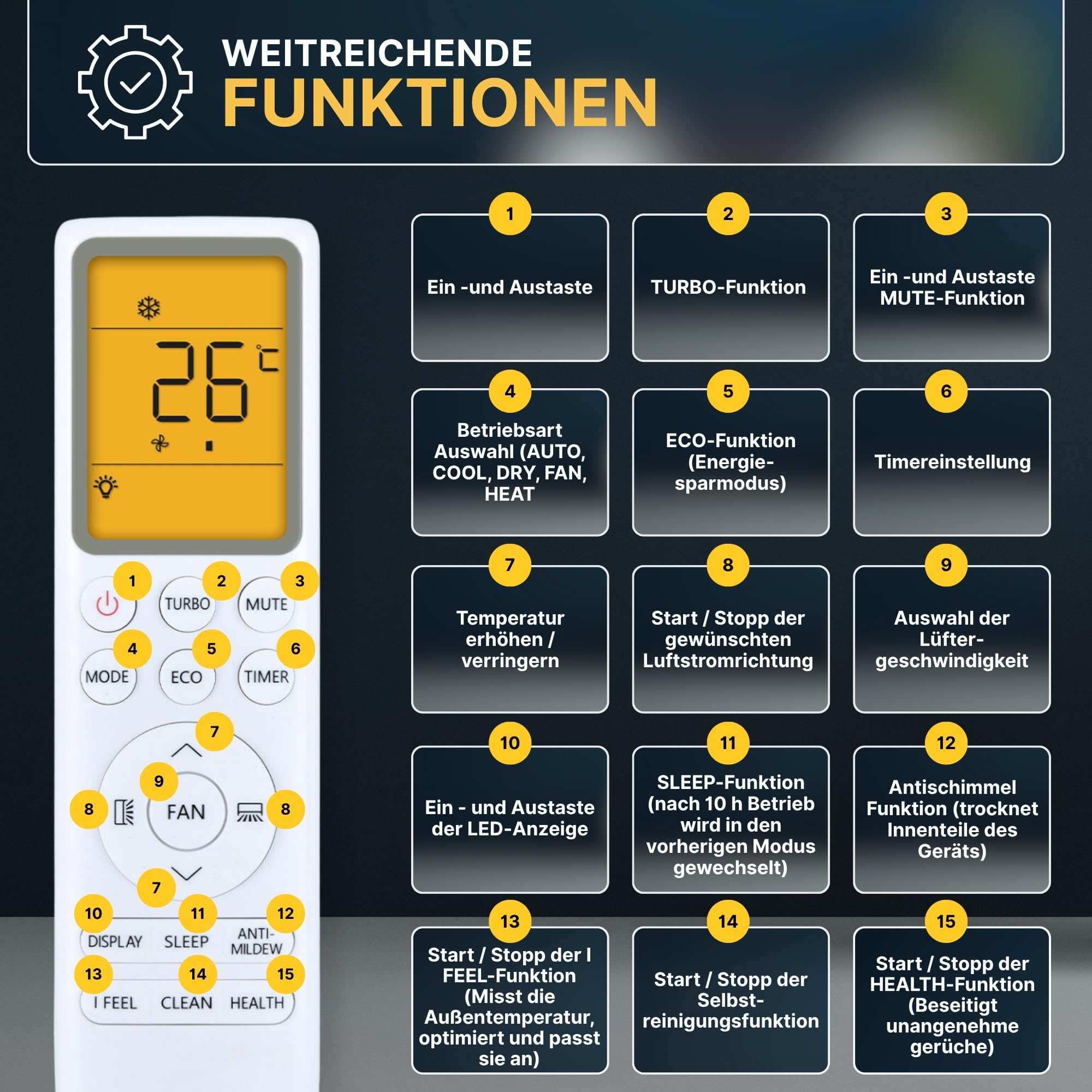 Split Klimaanlage 12000 BTU 3,5 kW, Selbstreinigung, leise, Smart Home, Klimaanlage zum Heizen und Kühlen, R32 Kältemittel, Timer, bis 59 m²