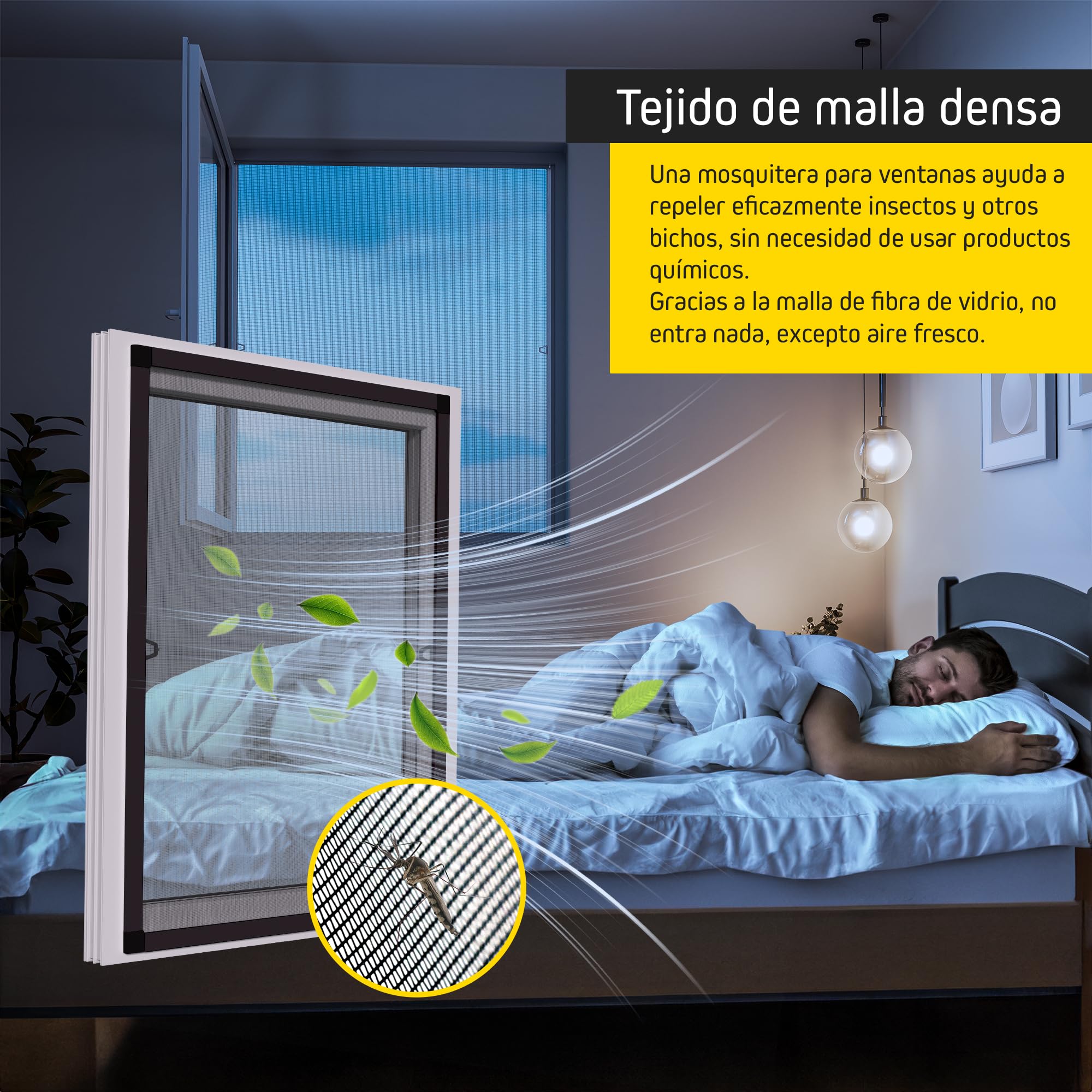 Jalousiescout Protectline Mosquitera para Ventana, Marco de Aluminio, Malla de Fibra de Vidrio Duradera, Instalación Fácil, Ajustable para Protección Contra Mosquitos, 100 x 120 cm, Blanco