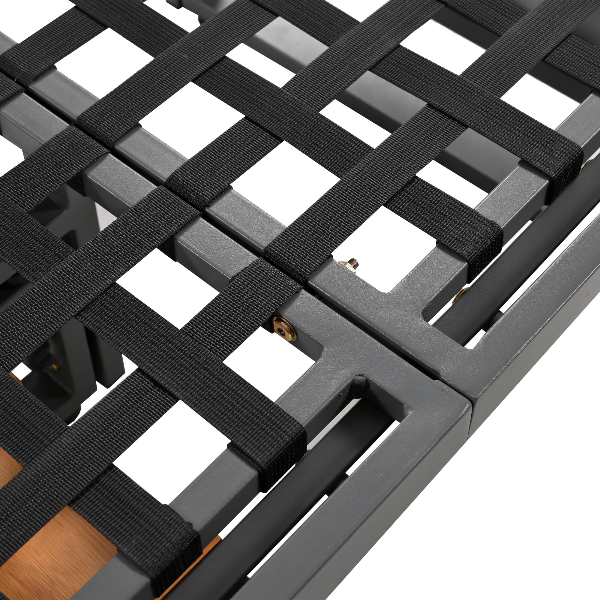 Juego de muebles de jardín de 3 piezas, color gris, con 2 sofás, mesa, estructura de hierro con recubrimiento en polvo, respaldo ajustable, madera de acacia, mesa ajustable, incluye todos los
