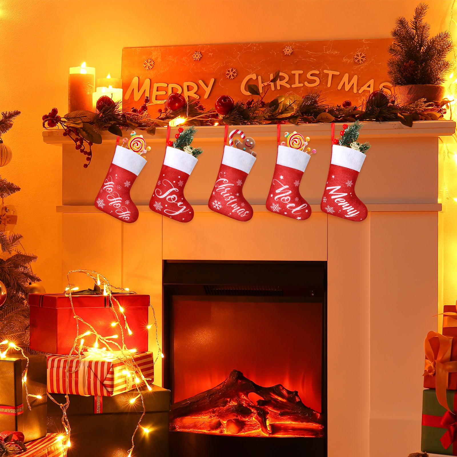 Mini-Weihnachtsstrümpfe mit Schneeflocke, 17,8 cm, Rot, 150 Stück