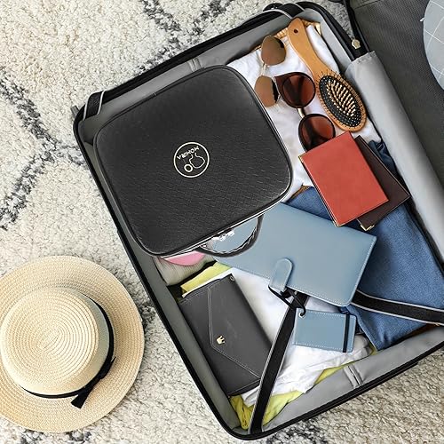 Miniatura 8 de Bolsa de maquillaje de viaje, bolsa de cosméticos, bolsa organizadora de maquillaje con espejo iluminado, brillo ajustable en 3 escenarios de color,