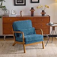 Vista 10 de VINGLI Silla de Acento Moderna de Chenilla de Mediados de Siglo, Linda Silla de Lectura con Brazos con Cojín y Almohada Lumbar y Marco de Madera