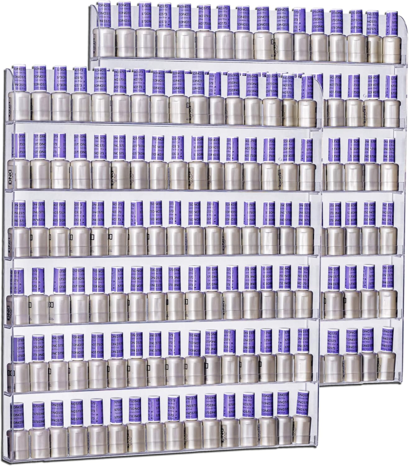 AMT Acrylic Nail Polish Racks for the Wall. CLEAR Nail Polish Display. Essential Oils Organizer. Holds up to 96 Btls. Plus a Microfiber Cloth for Cleaning Purposes (6 Tier /2 Pack)