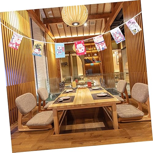 Miniatura 2 de 2 unids banderines maneki banner japonés adorno belén decoración Izakaya banner riqueza fortuna gato chimenea guirnalda gato bandera bandera sushi