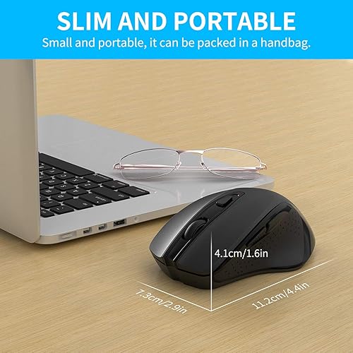 Miniatura 7 de Ratón inalámbrico, 2.4G Slim Silent Travel Ratón óptico inalámbrico con receptor USB para computadora portátil, PC, MacBook, Chromebook y portátil