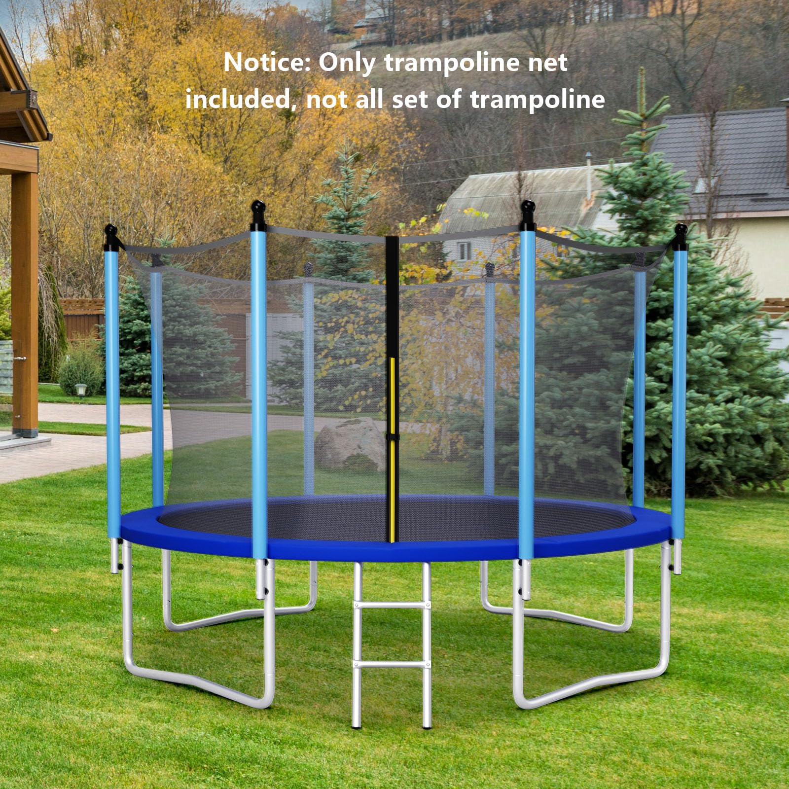 LIFEZEAL Filet de Sécurité Intérieur pour Trampoline, Filet de Remplacement pour Trampoline, Double Fermeture éclair & Boucles, Filet de Rattrapage 6/8 Poteuax, Hauteur 180 cm