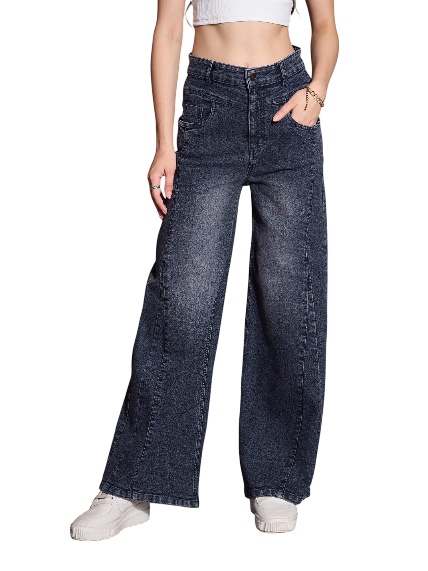 sassafras Women Wash Front Seam Straight Fit Jeans-picture-29