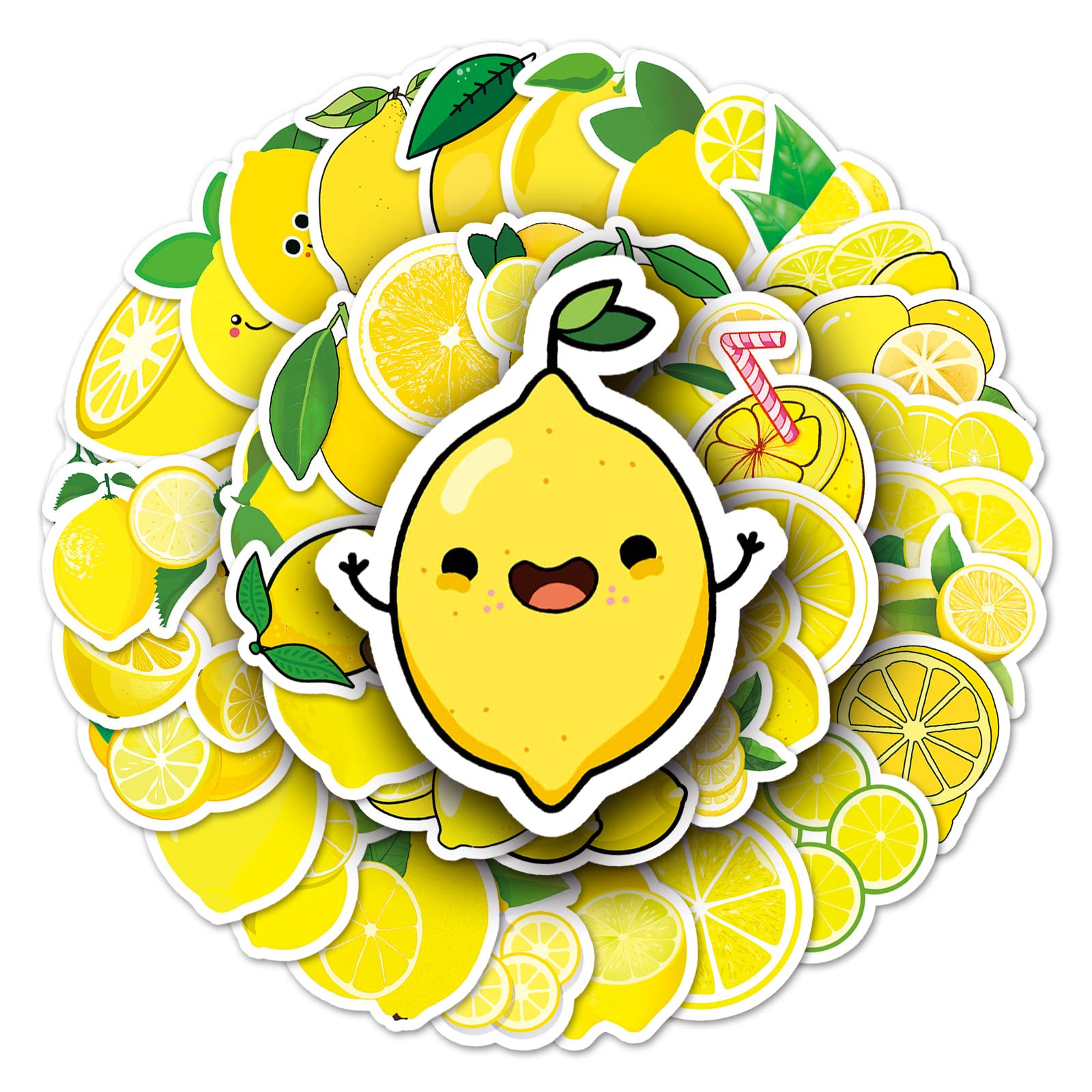 Affoto Girls Lemon Stickers For Laptop (50 Pcs),Gift For Children Teens Adults Boys,Waterproof Stickers For Water Bottle, Vinyl Stickers For Scrapbook,Skateboard,Bike,Phone,Dairy