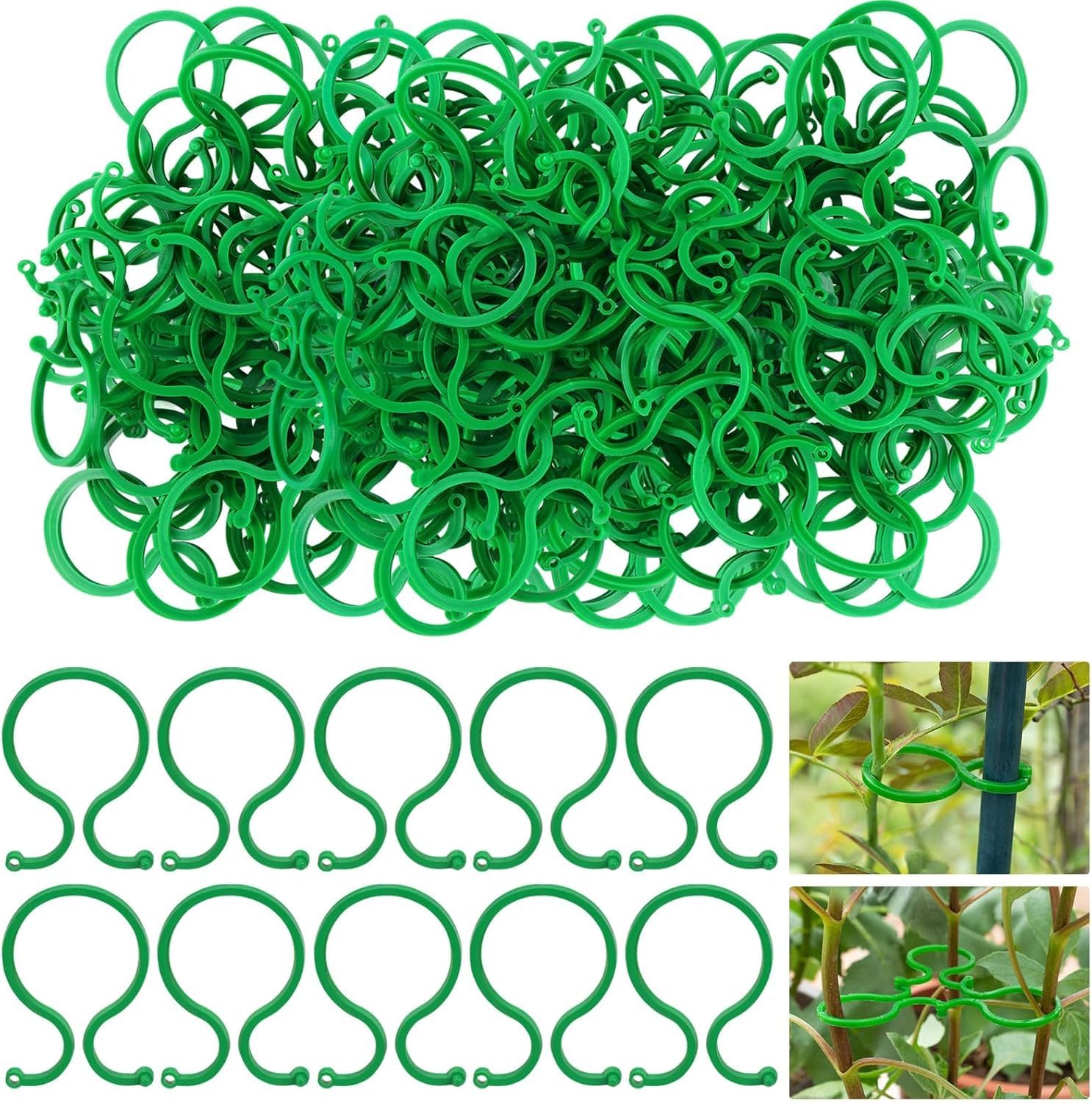 Hysagtek 100 Pcs Plant Support Clips - Heavy Duty Garden Clips for Tomatoes, Vines & Climbing Plants - Reusable Green Plastic Plant Ties