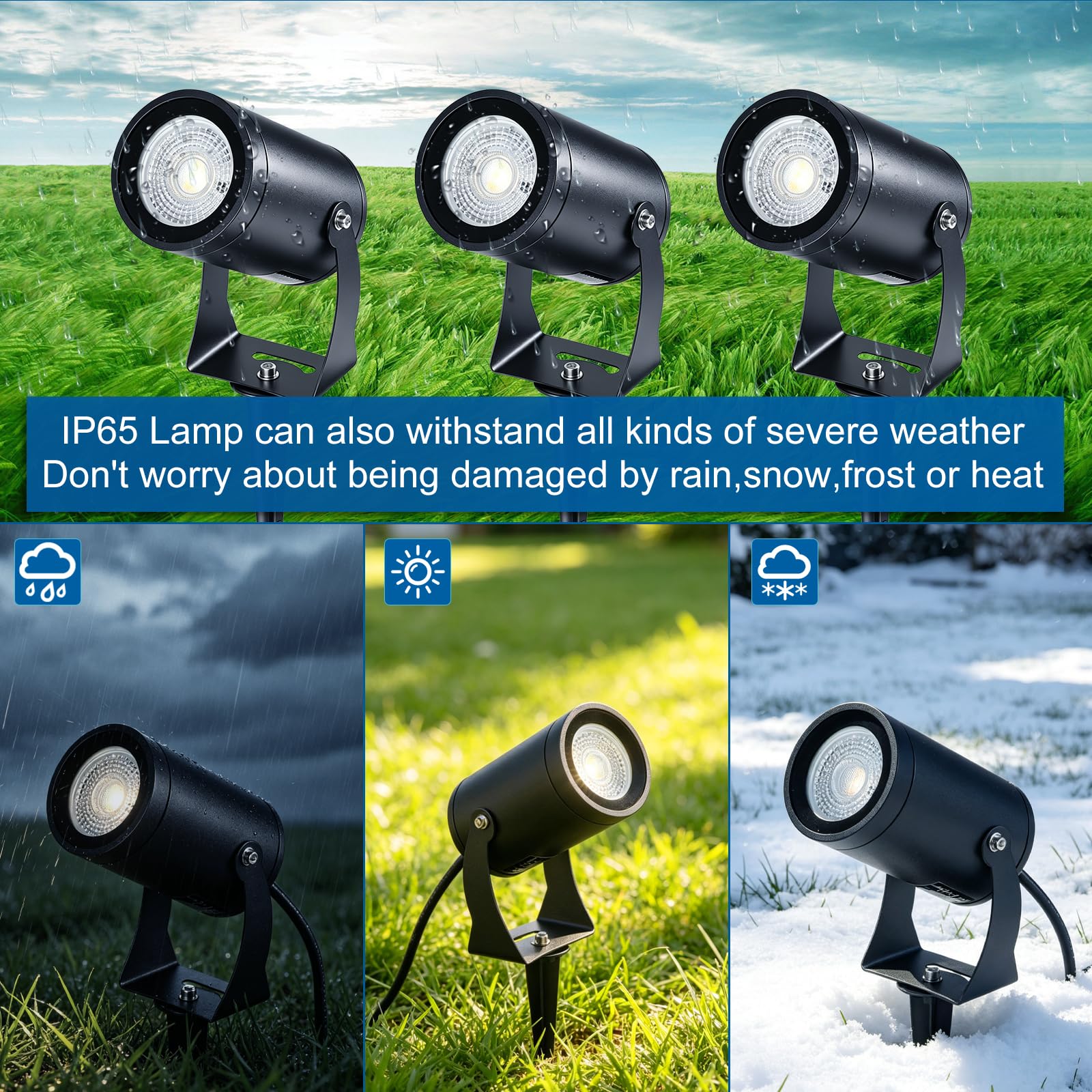 CPROSP 4 Pcs Luces LED Exterior Gu10 con Espiga, 5W 3000K Blanco Cálido, Iluminacion Jardin Con Conector Impermeable, Iluminacion Exterior Para Jardín, Terraza, Caminos, Estanque, IP65