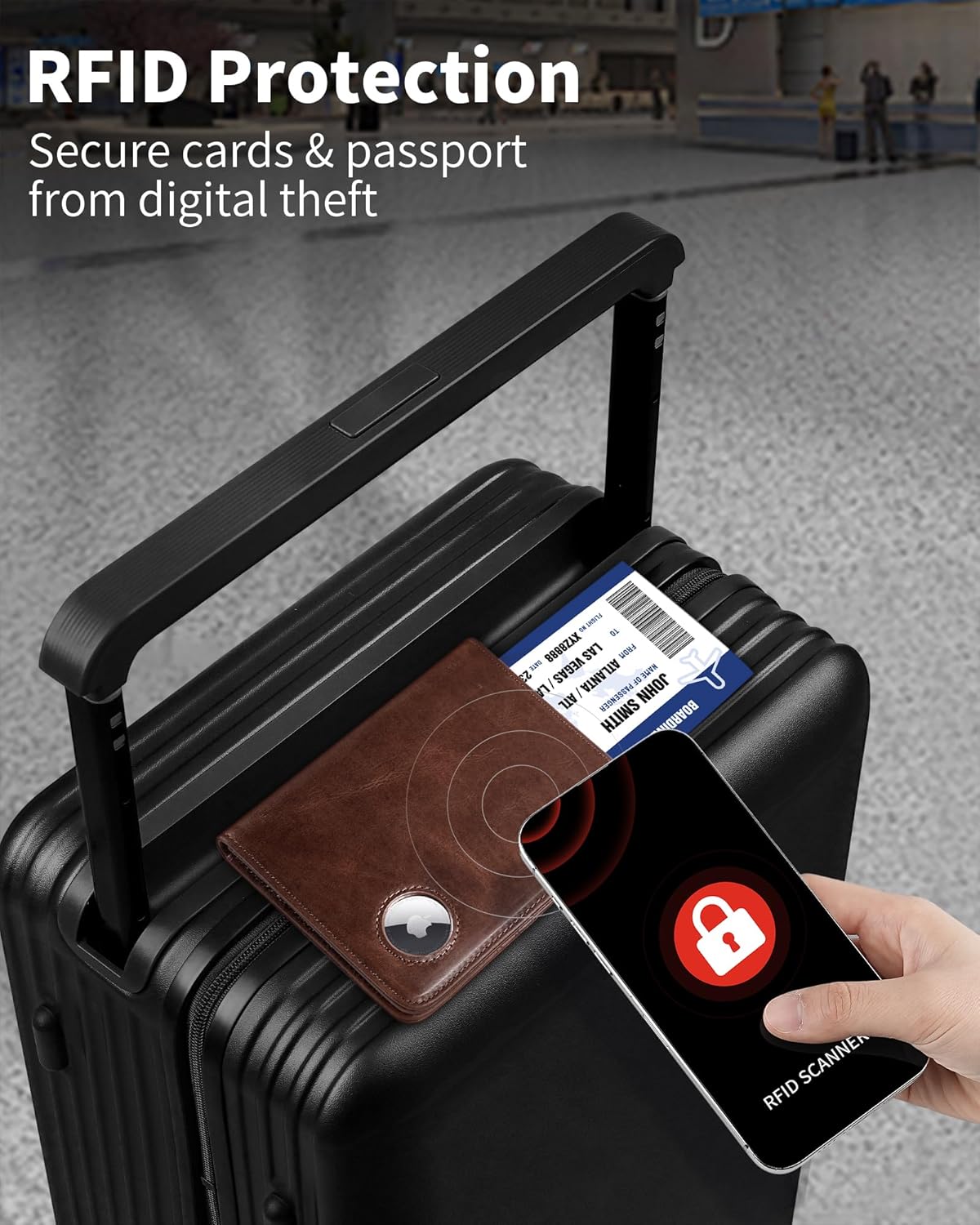 Passport Holder for Travel with AirTag Holder-Genuine Leather RFID Blocking Travel accessories with 6 Cards Slot&1ID Window,Magnetic Closure,Gift Box(Air Tag Not Included) - Image 4