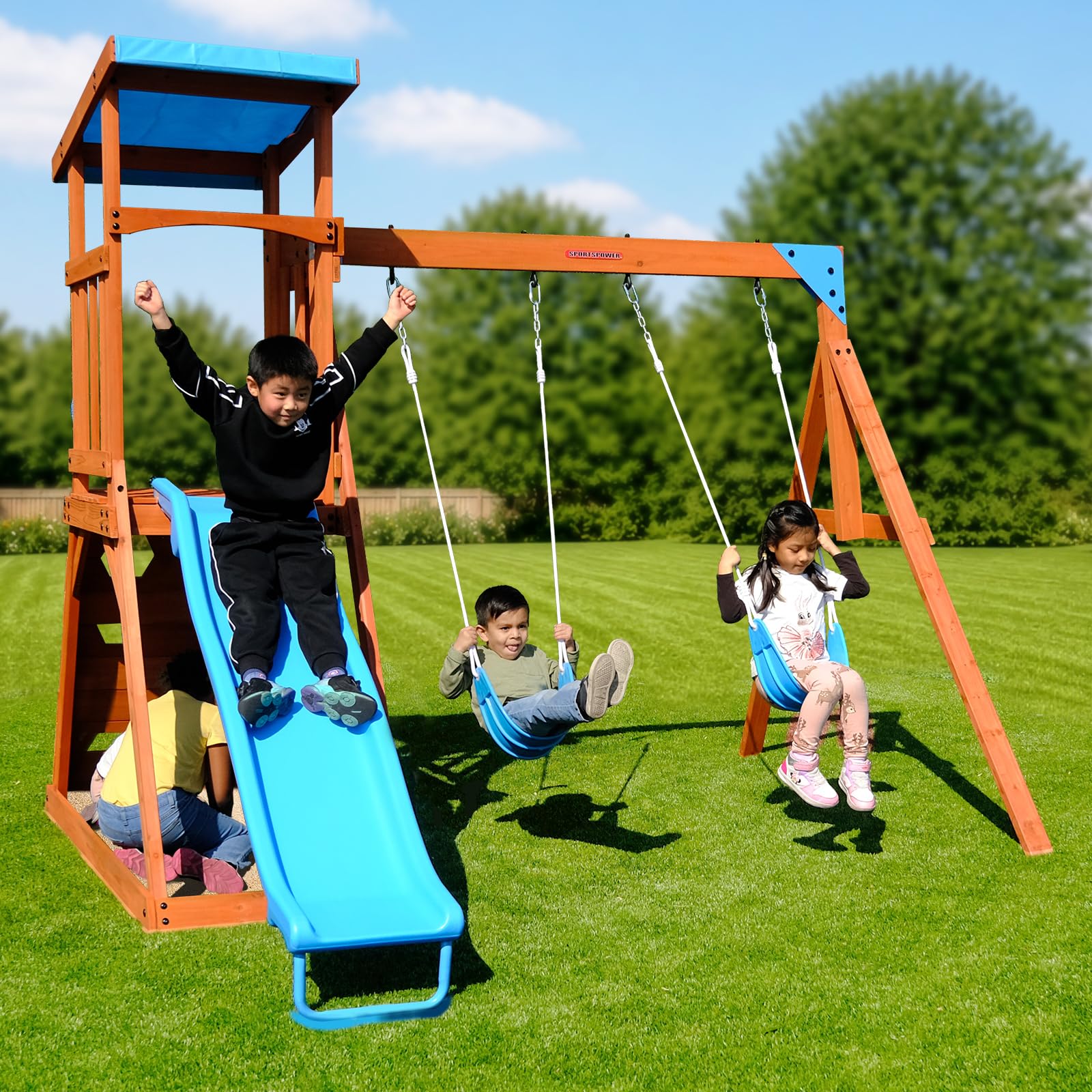 Amazon.com: Sportspower Outdoor Grand Teton Cedar Wooden Swing
