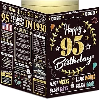 95th Birthday Card for Women Men - Back In 1930 Black & Gold - 95 Happy BIRTHDAY card - 95th birthday gift for Her Him - JUMBO size - 95th birthday decorations Dad Mom - Best gifts for 95 year old