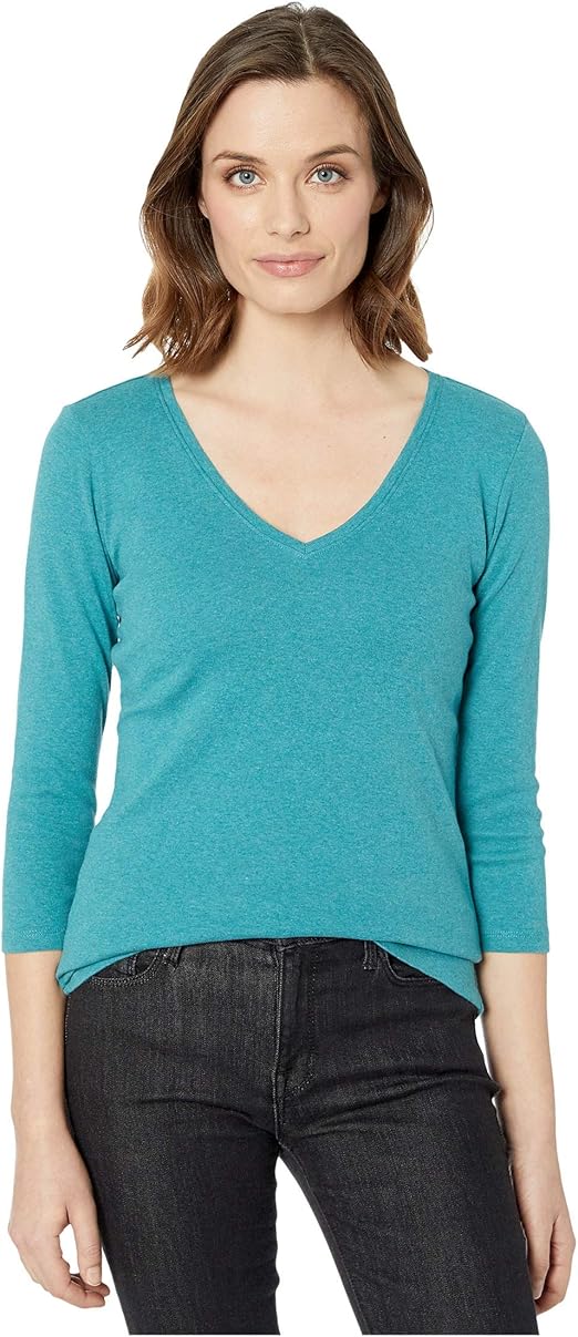 Amazon Pendleton レディース 七分袖 Vネック コットン リブtシャツ Tシャツ カットソー 通販