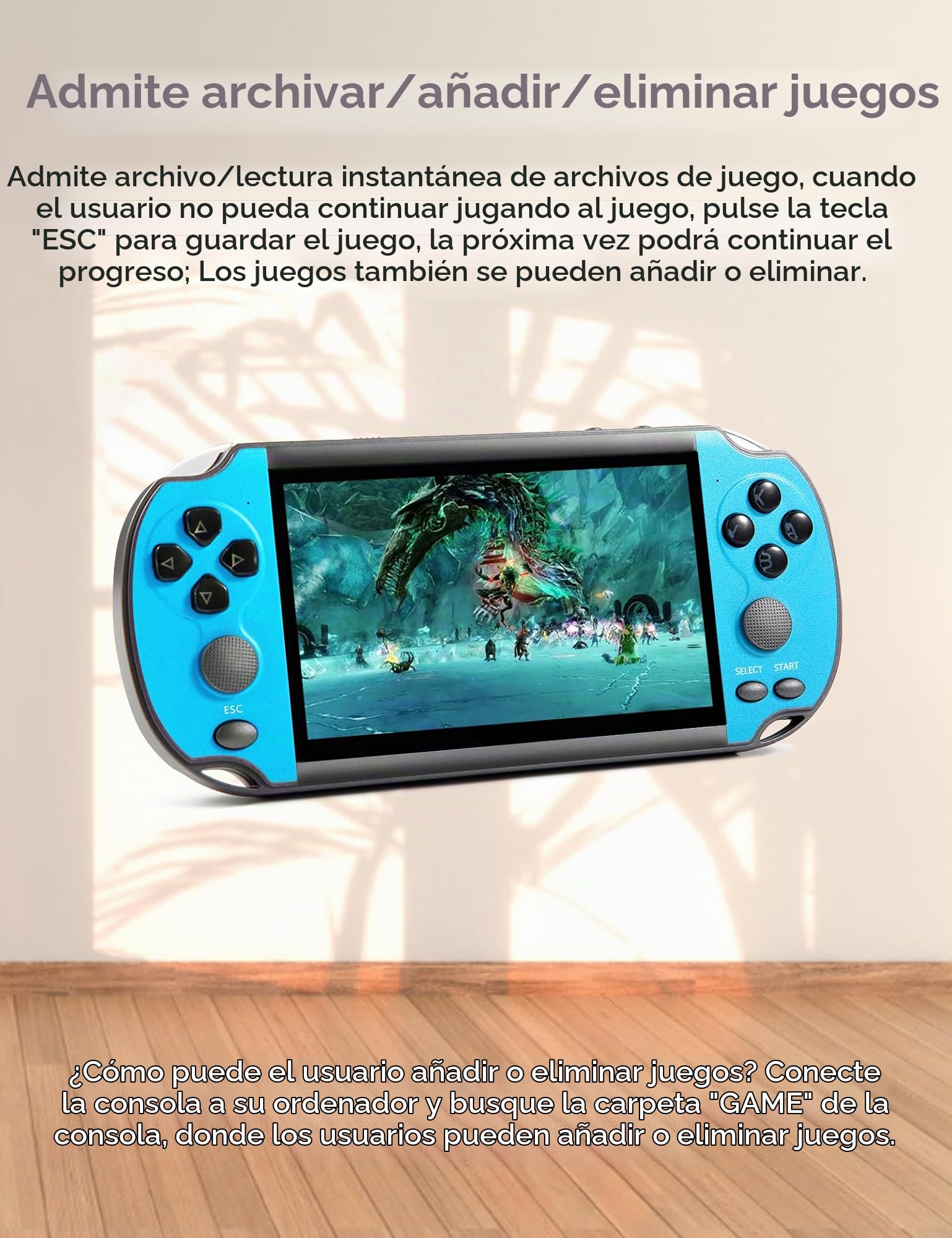 CZT 4.3 Pulgadas Consola de Videojuegos Retro Construido en 3000 Juegos Los Juegos Pueden archivar Consola portátil nostálgica Juguetes de los niños Simulador Arcade Regalo para la Gente(Azul)