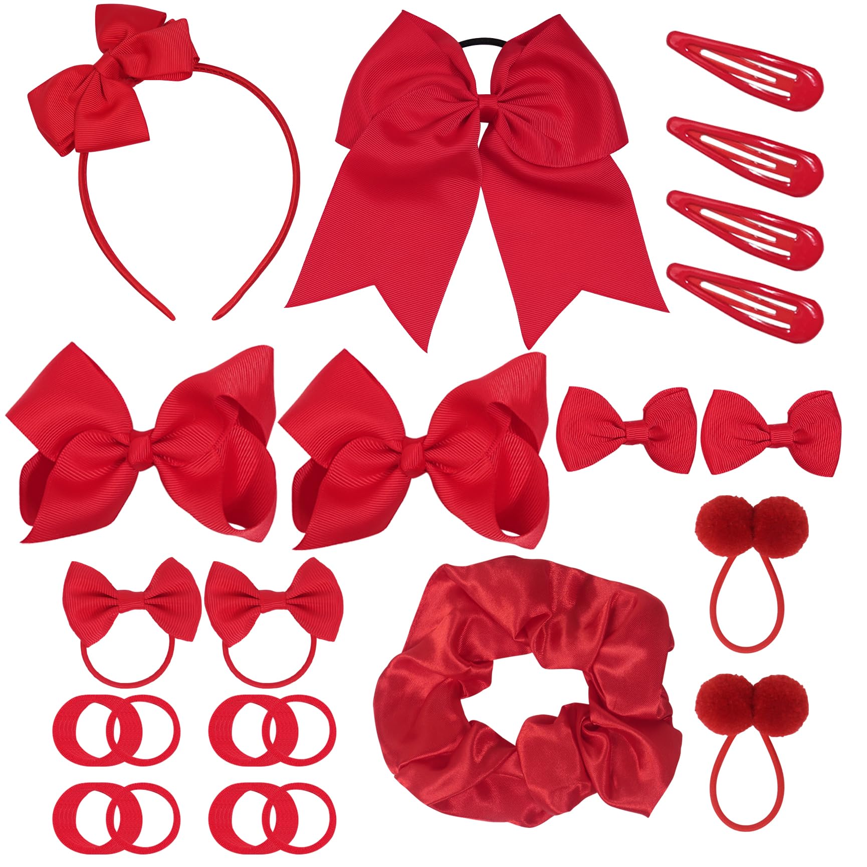Juego de 45 accesorios para el pelo para niñas, lazos rojos, lazos para el pelo, horquilla, cinta de goma, accesorios para el pelo para niñas, adolescentes, bebés, Halloween, Navidad, Día del Niño
