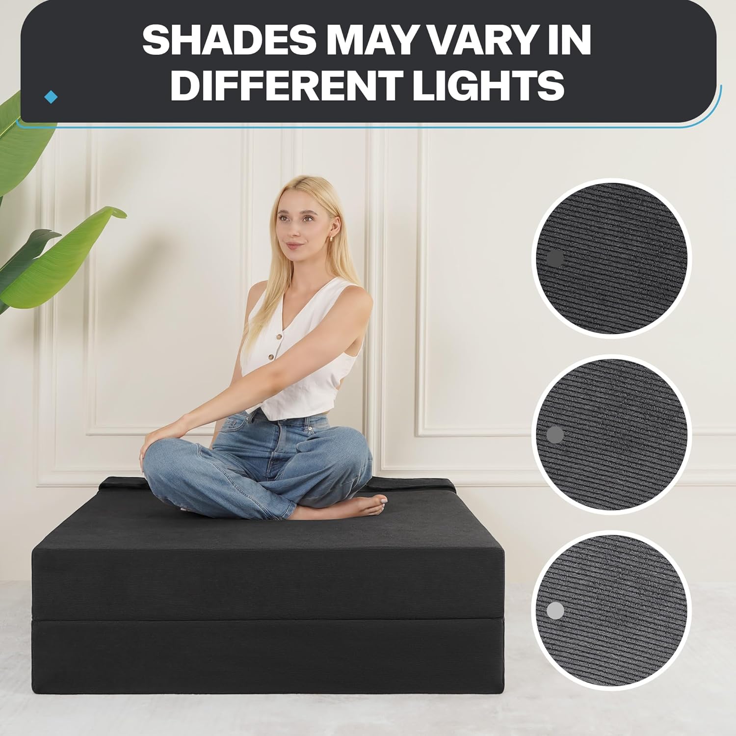 Folding Sofa Bed, 4 in 1 Convertible Sleeper Sofa Bed Chair with Pillow, Twin Memory Foam Loveseat Futon Sleeper Chair, Foldable Futon Couch for Living Room, Bedroom, Guest Room, Dark Grey