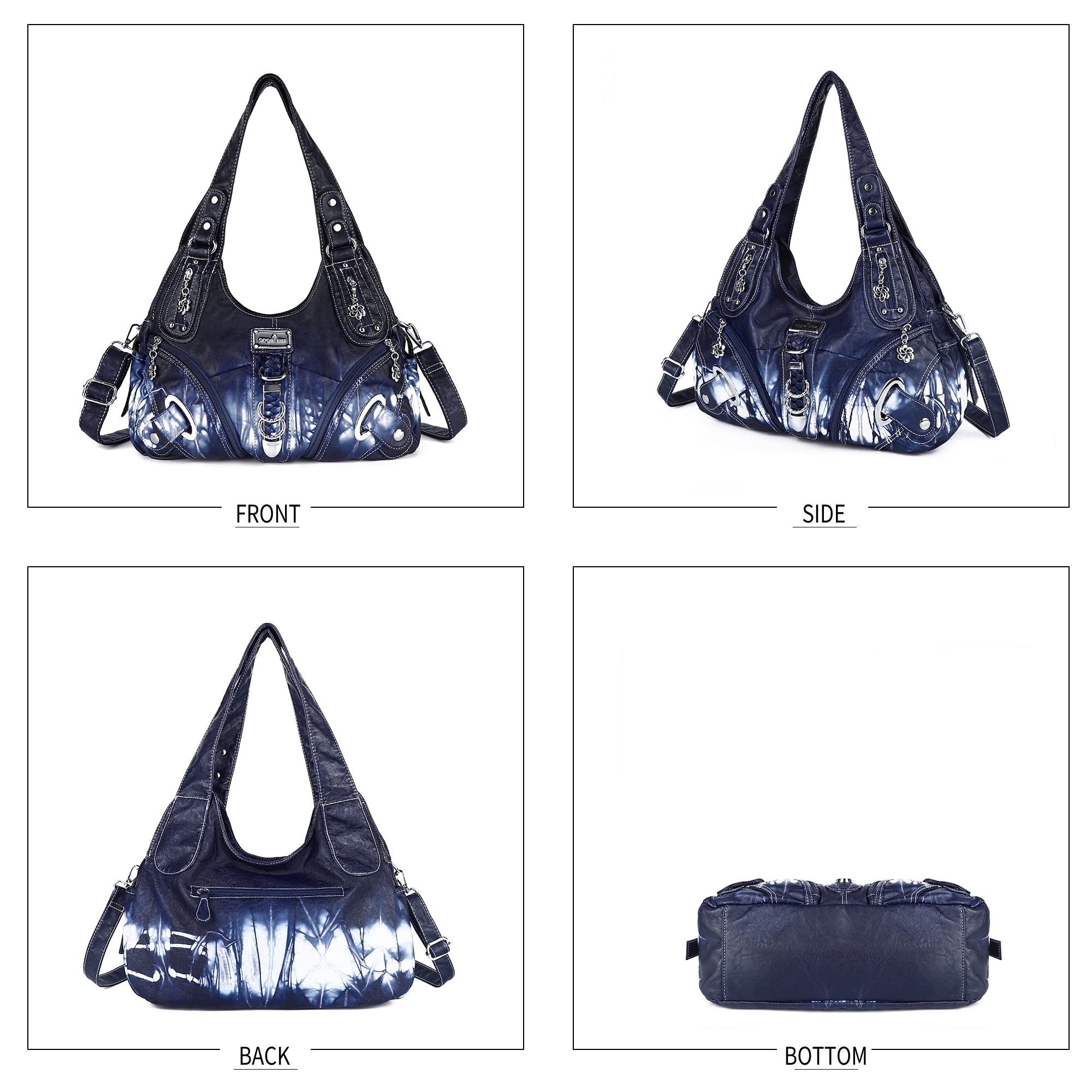 Angelkiss Hobo, bolsos y bolsos de mano para mujer, bolso escolar, bolso de mano, grandes bolsos de hombro diarios