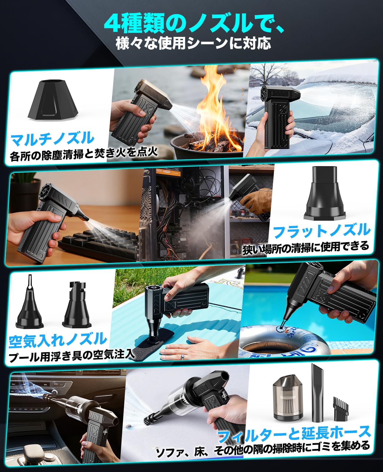 Amazon.co.jp: エアダスター 超強力 200000回転数 2秒で第五段102m/s