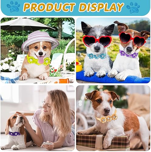 Miniatura 4 de Paquete de 100 unidades de corbatín para perro, collar de flores para perro, accesorios ajustables para cachorros, corbatín de gato, flor de perro