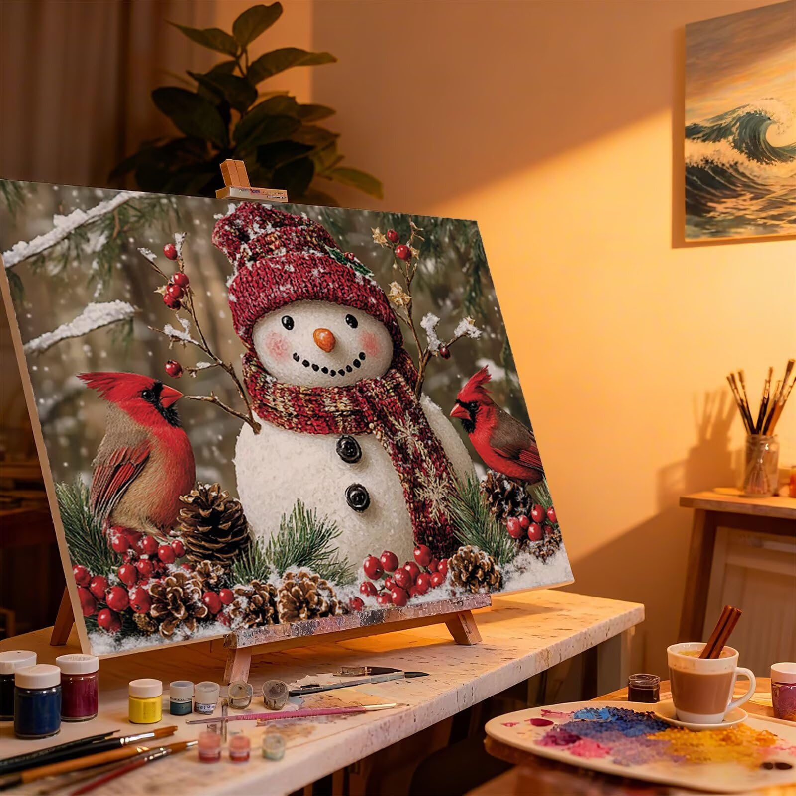 Peinture Numero Adulte NoëL Coloriage par Numero Adulte Oiseau DIY Paint by Numbers, avec Pinceaux Peinture Loisir Creatif Enfant Numéro D'art Cadeau Femme, Pour Decoration Maison 80x100cm H - 579