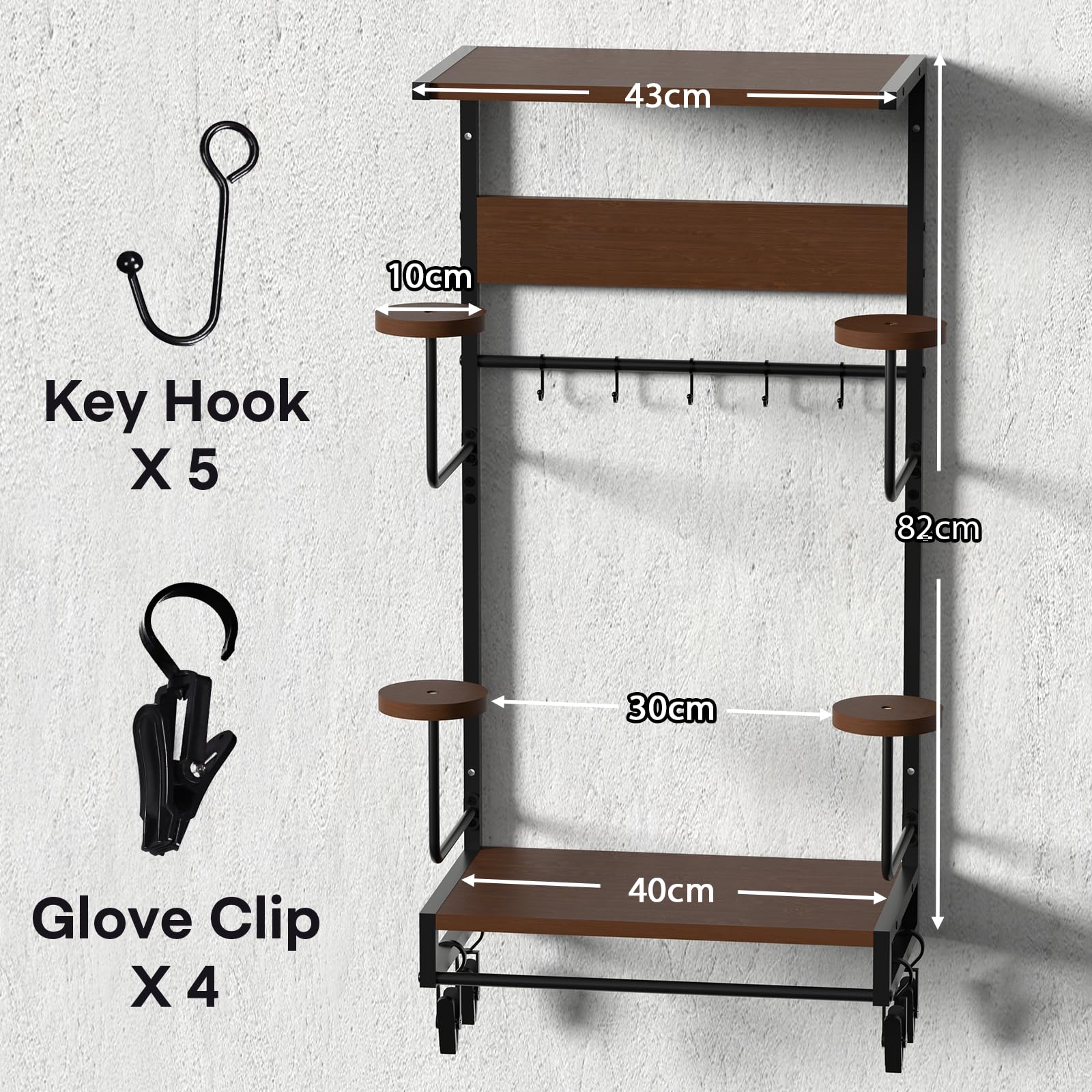 Helm Halterung-Motorradhelm Halterung Wand 4er Set | Motorradhalterung Plattenständer Display Organizer mit 2-lagigem Holzbrett,Motorrad Garderobe Mit Helmablage,Motorrad Zubehör