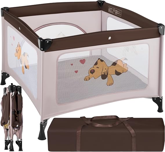 tectake tectake Grand Parc & Lit de Voyage Carré XL Pliable 105x105 cm