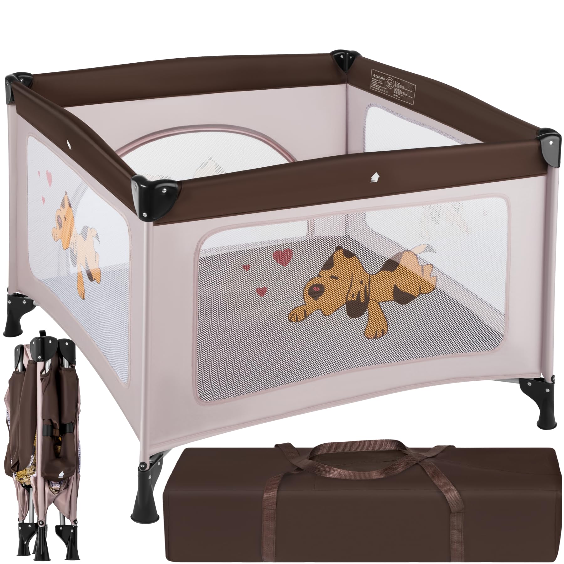 tectake® Parc bébé Lit Parapluie avec Matelas Pliable Lit Bébé Voyage léger avec Sac de Transport, Mobilier Enfant idéal pour Maison ou Voyage Equipement Bebe Parc Bebe