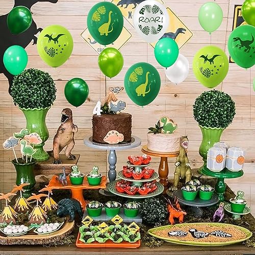 Vista 7 de Arco de globos de dinosaurio, 100 decoraciones de fiesta de dinosaurios, suministros de fiesta de cumpleaños de dinosaurios para fiestas infantiles