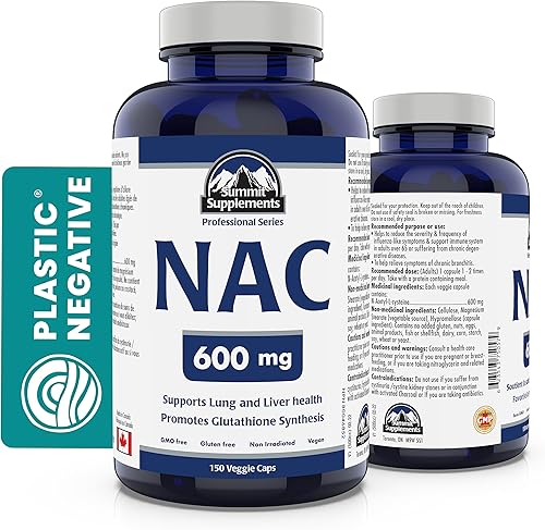 Summit Supplements - Suplemento NAC de 600 mg, Nac n-acetil cisteína, apoya los niveles de glutatión antioxidante, apoyo al sistema inmunológico,