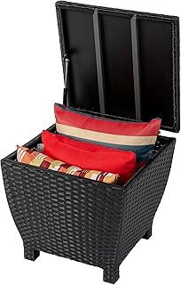 Sundale Outdoor Small Deck Storage Box with Lid, 13 Gallon Small Outdoor Bin Storage Container for Toys Cushions Towels, P...